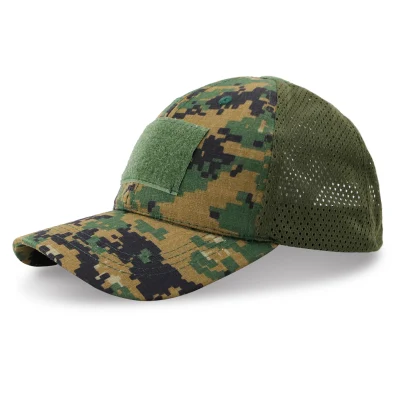 Kundenspezifische OEM-justierbare Camouflage-Baseball-Mesh-Militärhut-Patch-taktische Sportkappe
